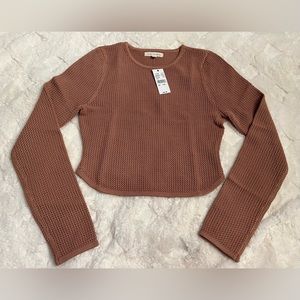 NWT LA Hearts Women’s Small Brown Long Sleeve Crop Sweater